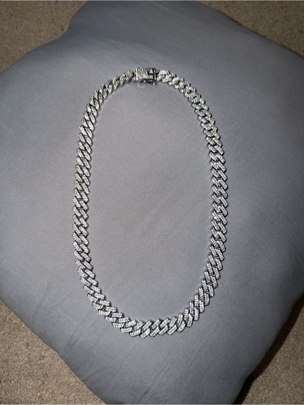 Elegant Iced Out 28inch Miami Cuban Silver Lab Diamond Chain
